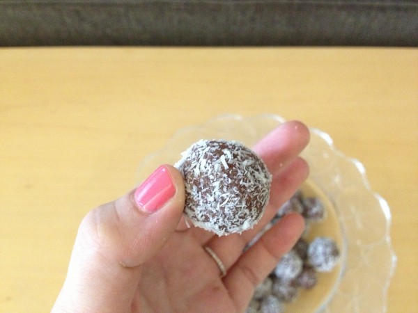 one truffle. about to be eaten.