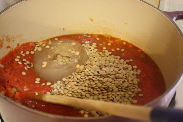stewed lentils and tomatoes, by the kosher foodies