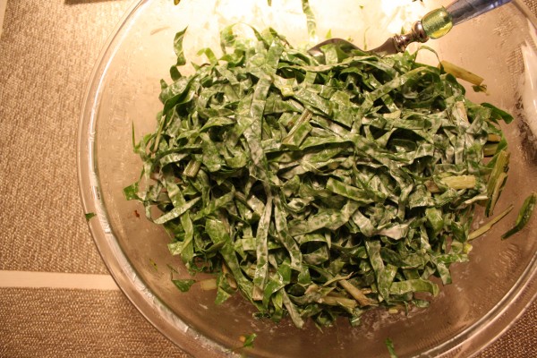 swiss chard salad with creamy scallion dressing by the kosher foodies